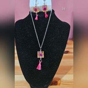 Pink Tassel Pendant Necklace